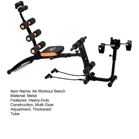 Ab Workout Bench For Home Gym Adjustable Sit Up Chair With Incline And Decline, metal frame, thickened tube, side view