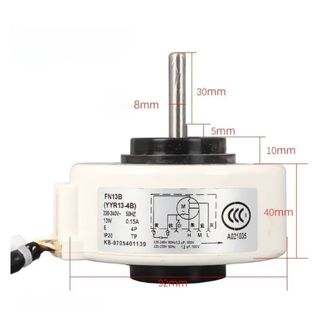 Indoor Unit Air Conditioner Fan Motor Replacement For Gree Systems, 92mm white motor with 30mm shaft and 8mm diameter