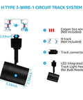Diagram of Anti Glare Dimmable LED Track Lighting Heads Set 8.5W H Type Integrated Track Heads with dimension details