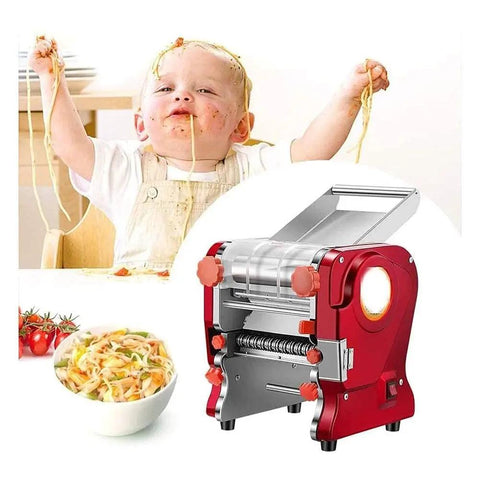 Kick Up Your Pasta Game With This Electric Noodle Machine Cranking Out Homemade Spaghetti And Fresh Dough In Seconds, red, countertop design.