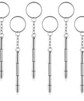 Set of six 4 In 1 Eyeglasses Screwdriver Kit With Keychain Portable 6 Piece Precision Repair Set For Eyewear Computer And Watch.