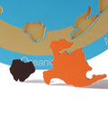 Big Hands On Seven Continents Puzzle Wooden World Map Board For Kids, Geography Learning Kit with orange and brown continent pieces