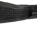 Top Shelf Full Grain Leather Back Cinch Strap For Western Horse Saddle featuring double stitched seams, floral tooling, black color, 36 inch.