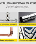 Snap-on and ring pressed stainless steel tubes, copper tube crimping, aluminium-plastic pipe crimping for plumbing