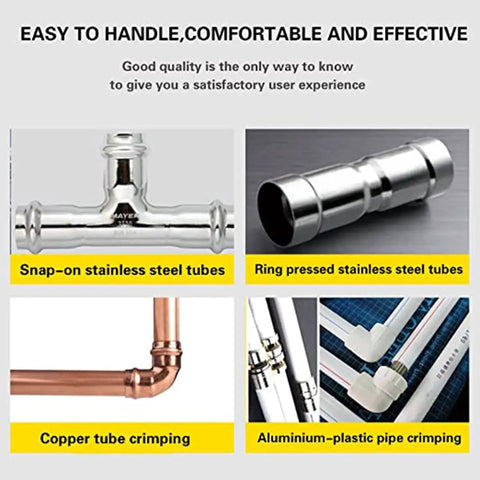 Snap-on and ring pressed stainless steel tubes, copper tube crimping, aluminium-plastic pipe crimping for plumbing