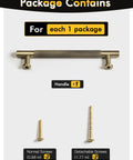 Package contents with Antique Brass Knurled Cabinet Pulls 5 Inch Center To Center Solid Brass Dresser Drawer Handles, includes screws.