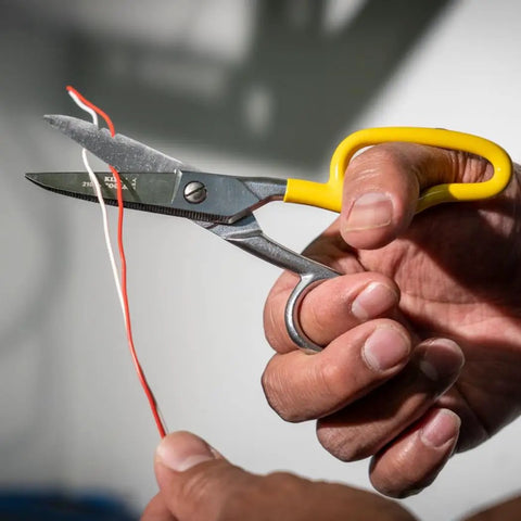Free-Fall Snip, Scraper, And File With Serrated Blades For Easy Wire, Cable, And Cordage Cuts, Strips 19 AWG And 23 AWG Wire