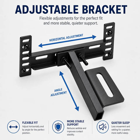 Heavy Duty Adjustable Headboard Brackets For Metal Bed Frame With Dual Bilateral Plates, showing flexible adjustments.