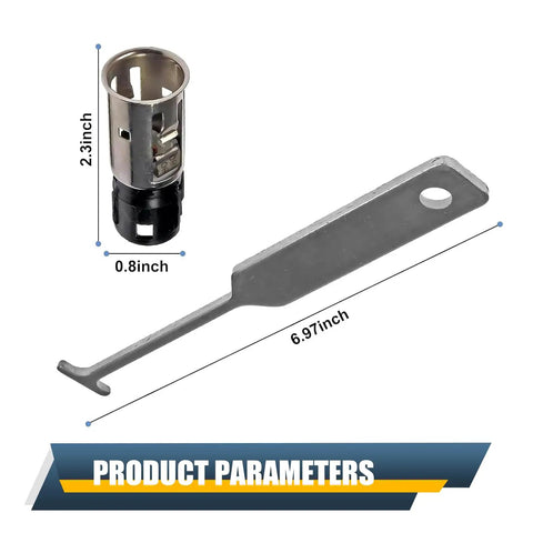 Universal Cigarette Lighter Socket Replacement With Removal Tool Fits Most Cars, Durable Heat Resistant Base, DIY Friendly, Silver