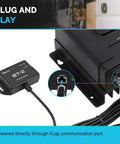 Bluetooth RS485 Module for Solar Power Systems connected via RJ45 port to charge controller, enabling remote monitoring.
