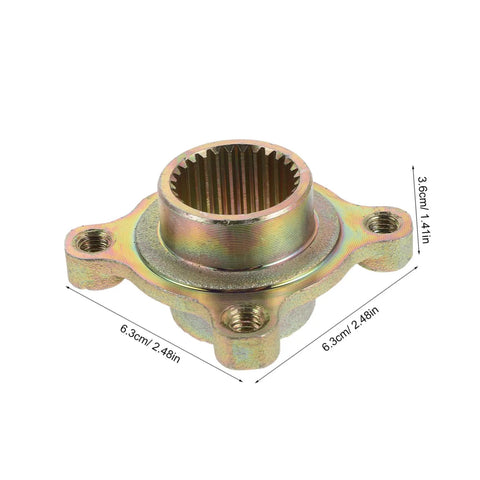 Beefed Up Heavy Duty Go Kart Rear Axle Sprocket Mount With 28 Teeth Metal Hub for ATV and Quad Bike, shown in metal with dimensions.