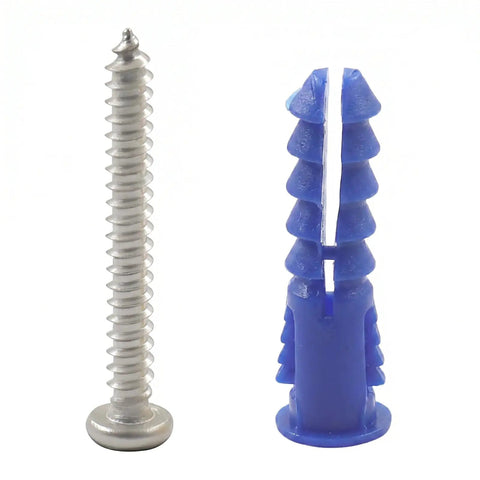 All In One Drywall Anchors And Screws Kit With 100 Blue Plastic Anchors And 201 Stainless Screws For Shelves Pictures Mirrors