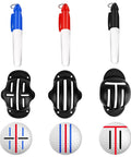 Golf Ball Line Marker Kit With 3 Stencils And 3 Color Markers In Red Blue And Black Alignment Tool For Golf Balls