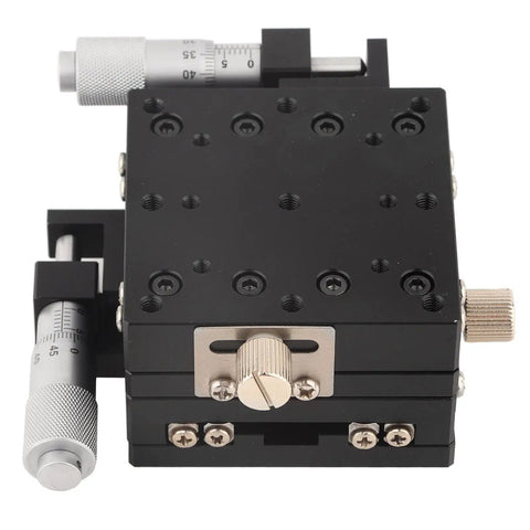 XY Linear Stage Micrometer Slide Table Pro Grade Precision For Fine Positioning Dope Rig Aluminum Anodized Black Top View