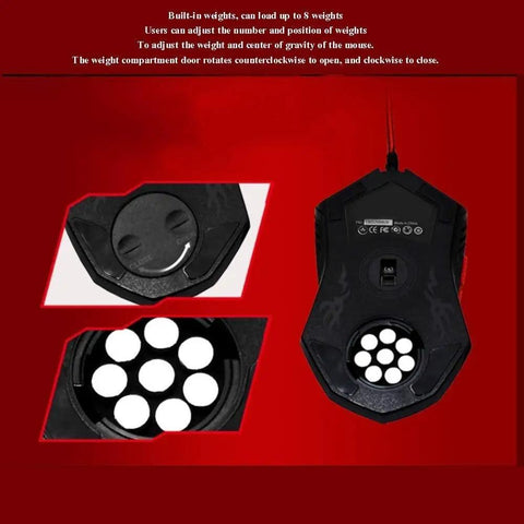 Gaming Keyboard and Mouse Set With Full Keys Backlit Wired Mechanical Keyboard 7 LED Lighting Modes adjustable mouse weight compartment