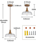 Dimensions and accessories of Vintage Flower Pendant Light Fixture For Kitchen Island And Living Room Bedroom Hallway Modern Hanging Lamp With Glass And Metal Shade