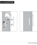 Diagram of 12 Inch Beefy Heavy Duty Sliding Barn Door Pull Handle Set With Two-Side Flush Design, installation guide shown.