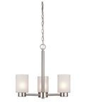 Sylvestre 3-Light Chandelier With Brushed Nickel Finish And Frosted Seeded Glass Indoor Ceiling Light Eighteen And One Quarter Inch Diameter