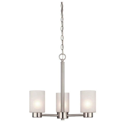 Sylvestre 3-Light Chandelier With Brushed Nickel Finish And Frosted Seeded Glass Indoor Ceiling Light Eighteen And One Quarter Inch Diameter