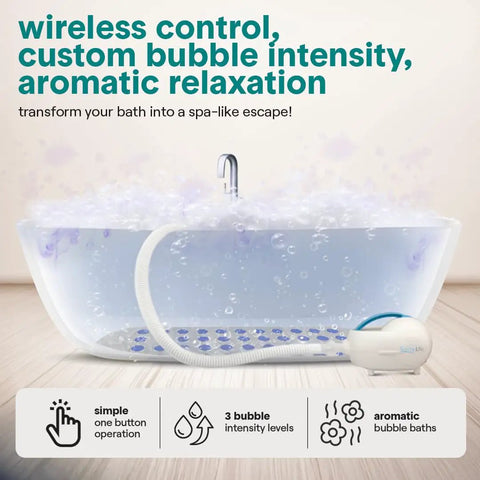Chill Spa Bath Mat Full Body Massager With Air Jets And Remote Control Portable Bubble Bath Mat setup in a tub