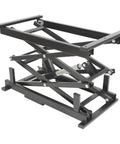 High Tech Electric Scissor Lift Table For Warehouse Pros, 180 Lb Heavy Duty Capacity with smooth hydraulic pump and black iron build.