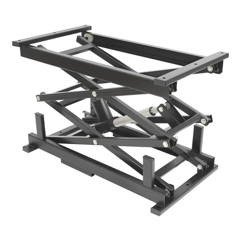 High Tech Electric Scissor Lift Table For Warehouse Pros, 180 Lb Heavy Duty Capacity with smooth hydraulic pump and black iron build.