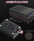Raspberry Pi 4 Model B 4GB Killer Starter Bundle With 64Gb Sd Card showing all accessible ports including USB and HDMI.