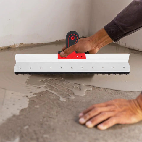 Using Pro Grade Self Leveling Cement Tool Kit With Spike Roller And Spiked Shoes Durable Stainless Steel Scraper for floor finishing