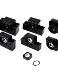 High Precision Industrial Ball Screw End Support BK10 BF10 FK10 FF10 set of six black units for stable linear motion systems.