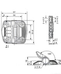 Technical drawing of Cl195 Plastic Hinge Adjustable Torque Multi Point Positioning Door Hinge Black 1 Piece for cabinets and doors