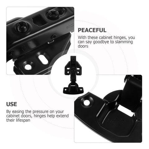 Two Pack Full Overlay Frameless Concealed Damping Cabinet Hinges With Quiet Soft Close for kitchen cabinets, black finish