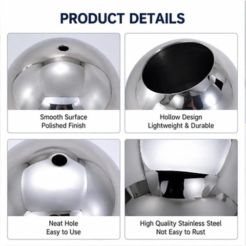 Heavy Duty 304 Stainless Steel Hollow Sphere Ball With Slick Polished Finish Rock Solid For Pro Level Welding Diy Crafting Garden Railings And Killer Decor Accents 19mm Silver with smooth surface and hollow design.