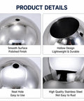 Top Shelf 120Mm 304 Stainless Steel Hollow Sphere With Clean Mirror Polish Finish details including smooth surface, hollow design, and neat hole.