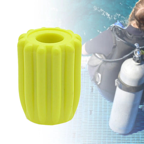 Long Yellow Handwheel Knob For Underwater Diving Cylinder Valve With Ergonomic Anti Slip Design next to diver