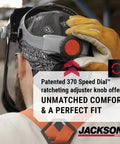 MAXVIEW Premium Face Shield With 370 Speed Dial Headgear for grinding and cutting, rear view showing Speed Dial adjustment.