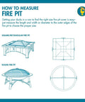 Guide on measuring fire pits; includes diagrams for square and round pits for Ultimate Waterproof 34 Inch Round Fire Pit Cover.