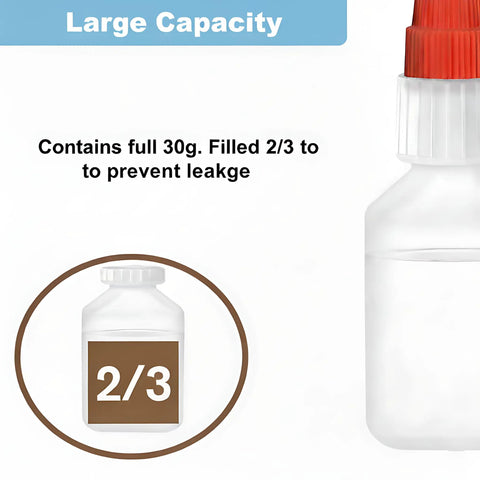 Super Strong Shoe Repair Glue 30g Quick Dry Waterproof Adhesive For Sneakers Boots Leather Shoes High Heels Sandals And Rubber Insoles Heavy Duty Bonding That Sets Fast bottle showing 2/3 capacity to prevent leakage.