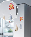 Forty Pack Mini Clear Suction Cup Hooks With Sleek Metal Utility Rings For Hassle Free Wall Mount with gingerbread design.