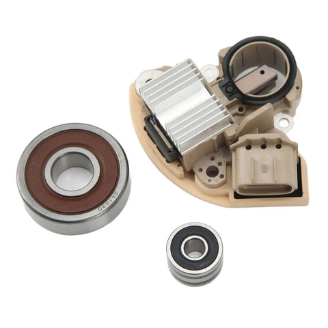 Heavy Duty Alternator Rebuild Kit With Aluminum Alloy Voltage Regulator And Replacement Brushes For Nissan Murano Quest Altima Maxima parts including voltage regulator and bearings.