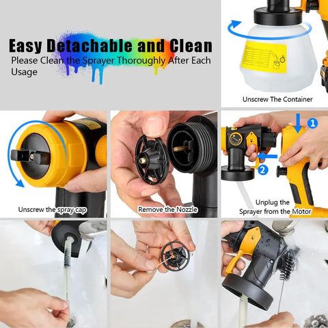 Easy cleaning instructions for Badass Cordless Hvlp Paint Sprayer Designed For 20 Volt Max Packs Electric Spray Gun with nozzle removal.