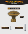 Antique Brass Cabinet Knobs Set of 10 with Single Hole Design, Zinc Alloy Drawer Pulls showing knob and screws