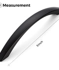 Measurement of 5 inch matte black curved cabinet pull with arc design from 10 pack 5 inch matte black curved cabinet pulls for kitchen cupboards and dresser drawers with arch style hardware zinc alloy construction rust resistant includes screwdriver for easy installation.