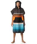 Kid wearing Kids Hooded Changing Poncho Towel For Beach And Pool Microfiber Quick Dry Swim Poncho Soft Suede Like Fabric Sunset Drift Small