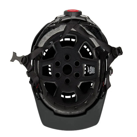 Inside view of Bolt Ratchet Type II Class C Safety Helmet Black Vented Hard Hat With Quick Adjust Fit Durable Construction Gear