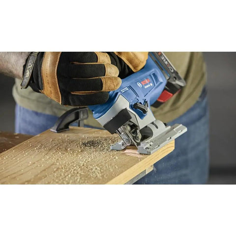 Using 18V Brushless Top Handle Jig Saw With 3500 No Load Strokes Per Minute Die Cast Aluminum Footplate With No Mar Overshoe Variable Speed Control 0 To 3500 SPM Bare Tool For Pros on wood