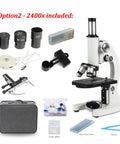 All Metal Optical Microscope 40X 2400X with accessories for school and home lab use