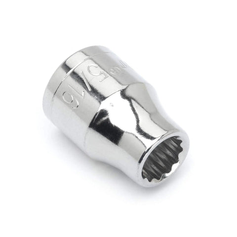 3/8 Inch Drive 12 Point Standard SAE Socket 5/16 Inch Chrome Vanadium Pro Grade Heavy Duty With Nickel Chrome Finish Mirror Polish