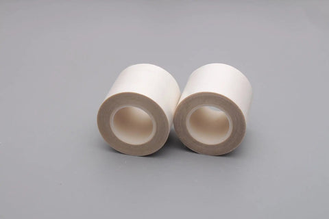 Two rolls of white PTFE tape for high temp seals, nonstick fiberglass adhesive tape, 2 inch wide by 10 meters long.
