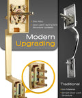 Rock Solid Heavy Duty Square Entry Door Handle And Single Cylinder Deadbolt Lock Set with Zinc Alloy in Satin Brass