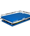 Heavy Duty Wireless Hydraulic Lift Table With 4400 Lbs Capacity, Big 51 Inch Platform, 41 Inch Rise Height, Perfect For Warehouses And Workshops, shown from the side with dimensions.